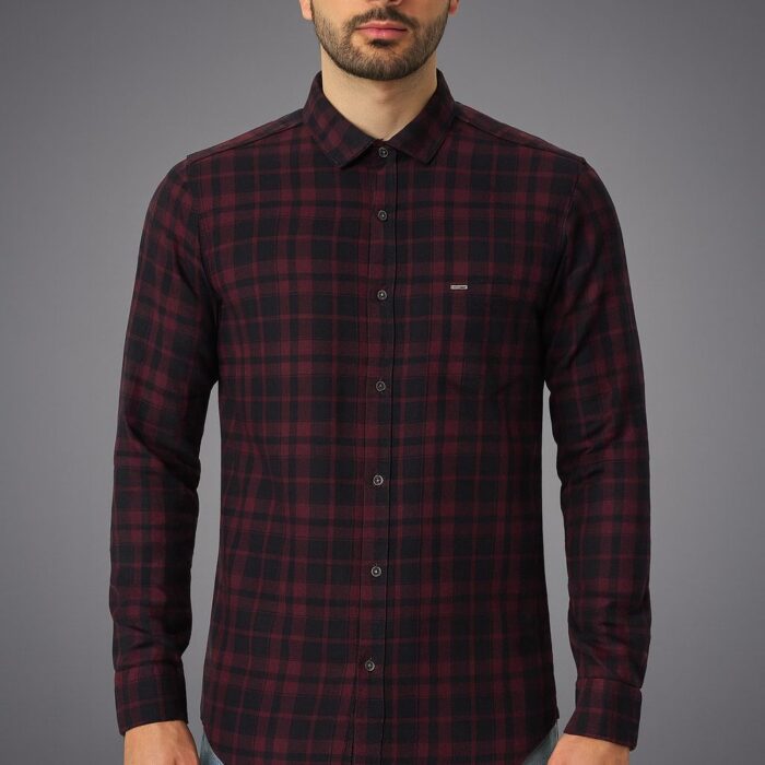 Men Regular Fit Spread Collar Casual Shirts