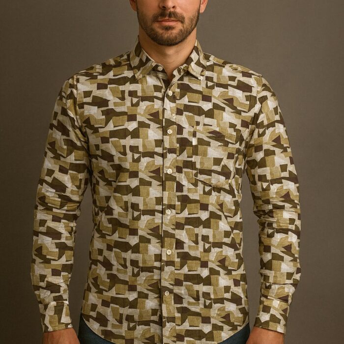 Men Slim Fit Cut Away Collar Casual Shirts