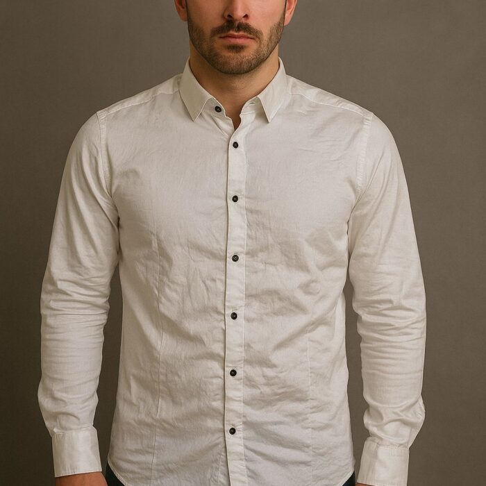 Men Slim Fit Cut Away Collar Casual Shirts