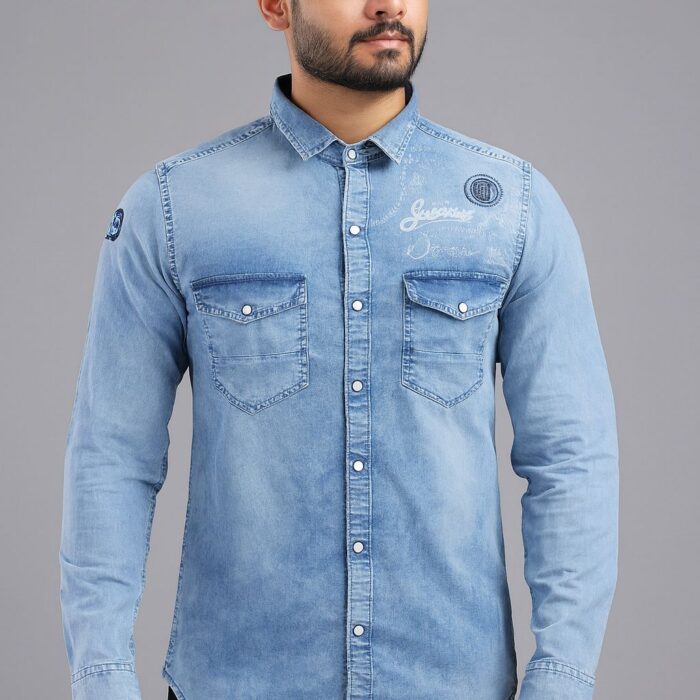 Men Slim Fit Cut Away Collar Casual Shirts